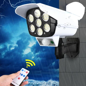 Solar LED Wall Light Motion Sensor Street Yard Outdoor Security Lamp Fake Camera - Picture 1 of 12