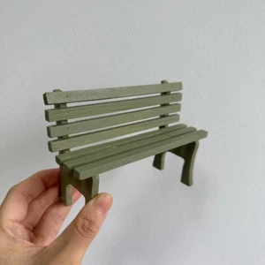 1:12 Scale Dollhouse Miniatures Furniture Vintage Old Green Bench Handmade Wood - Picture 1 of 8