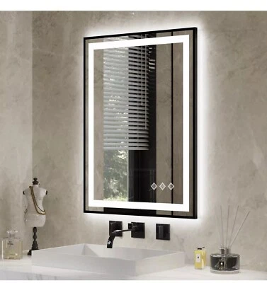 VanPokins LED Bathroom Mirror, 24x32 Inch Gradient Front and Backlit LED Mirror - Image 1 of 4