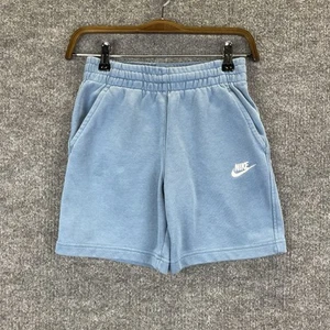 Nike Shorts Boys Size Medium Blue Fleece Elastic Waist Jogging Running Sports - Picture 1 of 11