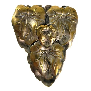 Vintage Kleid Fellclip Damen goldfarben Weinblatt Jugendstil romantisch elegant - Bild 1 von 11