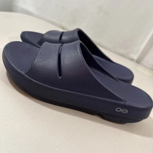 OOFOS Ooahh Slide Recovery Comfort Sport Sandal Women Size 9 (Men 7) Navy Blue - Picture 1 of 17