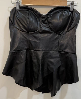 Top Venus Imitación Cuero Sin Tirantes S Negro Corsé Hada Grunge Asimétrico Bruja Foto 1 de 4