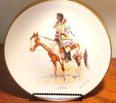 Frederic Remington, una raza firmada pintura placa Gorham con borde de oro 22K raro Foto 1 de 3