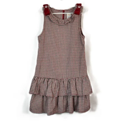 Vestido de vacaciones GYMBOREE Y2K pata de gallo talla 8 niñas sin mangas terciopelo lazo volantes Foto 1 de 4