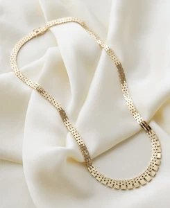 14kYellow Gold 5-8mm Vintage Fringed Cleopatra Link 16in Choker Necklace - Picture 1 of 8