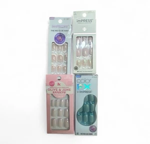 Bundle 4 Boxes imPress Press-On Nails No Glue  Needed Short 1 Olive & June - Picture 1 of 5