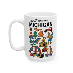 Michigan-Themed Ceramic Mug | Perfect Gift for Travelers, Coffee Lovers - Picture 1 of 5