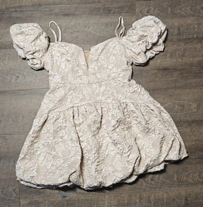 LACAUSA Off Shoulder Strap Puff Sleeve Size Large - Picture 1 of 9