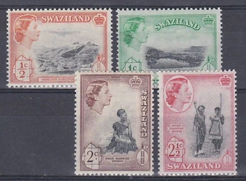set of 4 mint QEII stamps from Swaziland. 1961 Cover