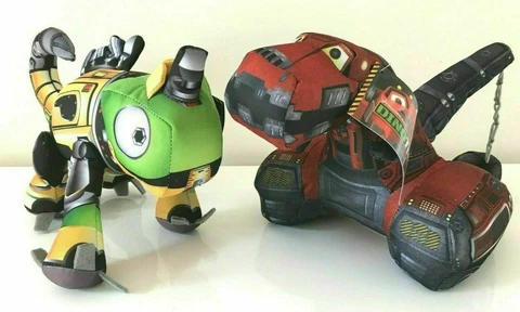SET OF 2 DINOTRUX DREAMWORKS PLUSH SOFT LARGE 12" REVVIT & TY RUX T-REX .NEW Cover
