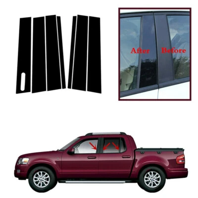 For Ford Explorer Sport Trac 2007-2010 Black Pillar Posts Door Trim Decal Covers Foto 1 de 4