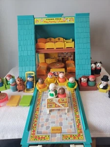 Vintage Fisher Price A Frame House play family Pets Dogs People Toys Furniture - Picture 1 of 12