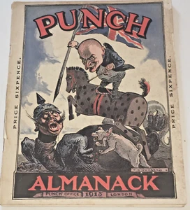 ANTIQUE PUNCH ALMANACK 1915 Rare Scarce WORLD WAR Cover Magazine "AS-IS" - Foto 1 di 17
