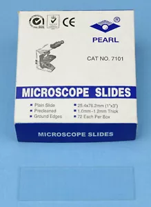 72 DIAPOSITIVAS DE MICROSCOPIO LISO con BORDES DE TIERRA - Imagen 1 de 1