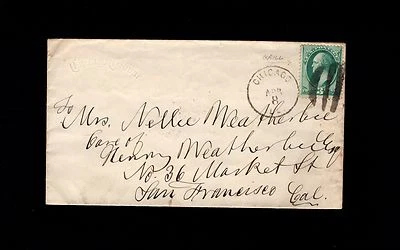 Newspaper Embossed Chicago Tribune c1878 Washington Grill Fancy Cancel Cover 9m - Image 1 of 3