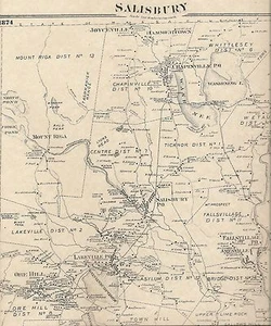 Cartes Salisbury Lakeville CT 1874 avec propriétaires montrées - Photo 1 sur 1