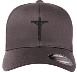 Sombrero Bordado Cruz Personalizado FLEXFIT Bendito Religioso Cristo Jesús Crucifijo - Imagen 1 de 7