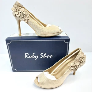 Tacchi Ruby Shoo Donna 7 oro matrimonio occasioni speciali prezzo consigliato £ 49,99 indossati una volta imballati - Foto 1 di 12