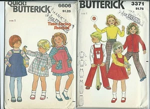 Two 70's sewing patterns DRESS JUMPER JACKET TOP PANTS OVERALLS sew UNCUT size 1 - Picture 1 of 1