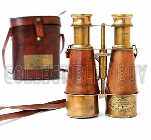 19's Century Nautical Naval Brass Victorian Binoculars Leather Strap Sailor Gift - Picture 1 of 3