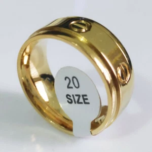 Wholesale 6 pcs high quality 10mm gold inner arc Stainless steel Men's ring - Picture 1 of 6