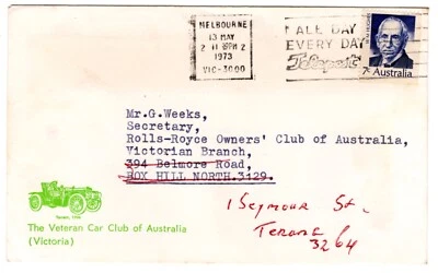 13 de mayo 1973. Cubierta comercial. Melbourne a Box Hill North luego Terang. Foto 1 de 2