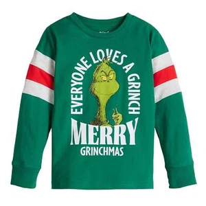 The Grinch Varsity Shirt Christmas Holiday 4 5 6 7 8 Boy Kids Girl T Tee Holiday - Picture 1 of 3
