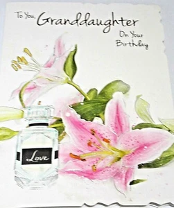 Tarjeta de cumpleaños de nieta de Heartstrings Cards. Tema perfume.  - Imagen 1 de 4