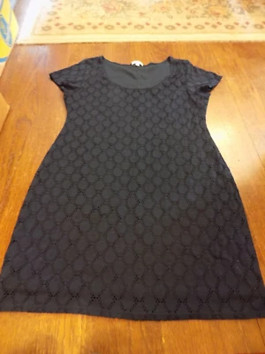 Isaac Mizrahi Pretty Dress XXL Navy Dark Blue Lace Lined Short Sleeve Solid EUC - Image 1 of 4