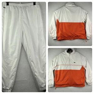 Vintage Lacoste Sport Mens Size 7/192 Orange White Colorblock 2 Piece Track Suit - Picture 1 of 24