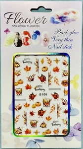 Pegatinas para uñas arte calcomanía diseño hágalo usted mismo 3D impermeable colorido calabaza pavo B106 - Imagen 1 de 4