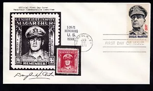 1971 ~ Gen. Douglas MacArthur ~ FDC ~ Special Honor Label "Remember" SCARCE! - Picture 1 of 6