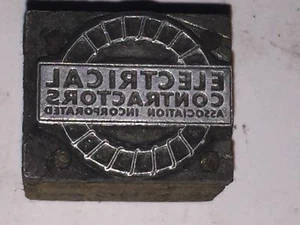 'Electrical Contractors Association'  Printer's LetterpressType Block~PB53 - Picture 1 of 1