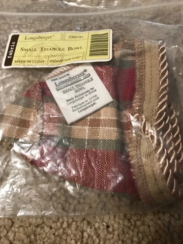 Longaberger Small Triangle Bowl Basket Liner -Orchard Park Plaid NIB Cover