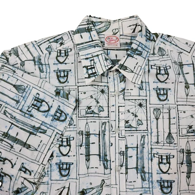 De colección Go Barefoot Para Hombres XL Blanco Hawaiano Abotonado Manga Corta Hecho en EE. UU. Foto 1 de 4