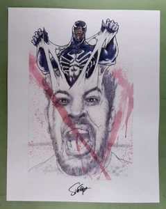 ORIGINAL ART PRINT of VENOM and ACTOR TOM HARDY by JOHN "SMITTY" SMITH * - Picture 1 of 1