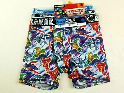Paquete de 3 calzoncillos boxer DC Comics Justice League Action Underwear talla 6 pequeños Foto 1 de 4