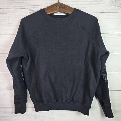 Spiritual Gangster Give Love Black Embroidered Floral Sleeves Crewneck Sweater  - Image 1 of 4