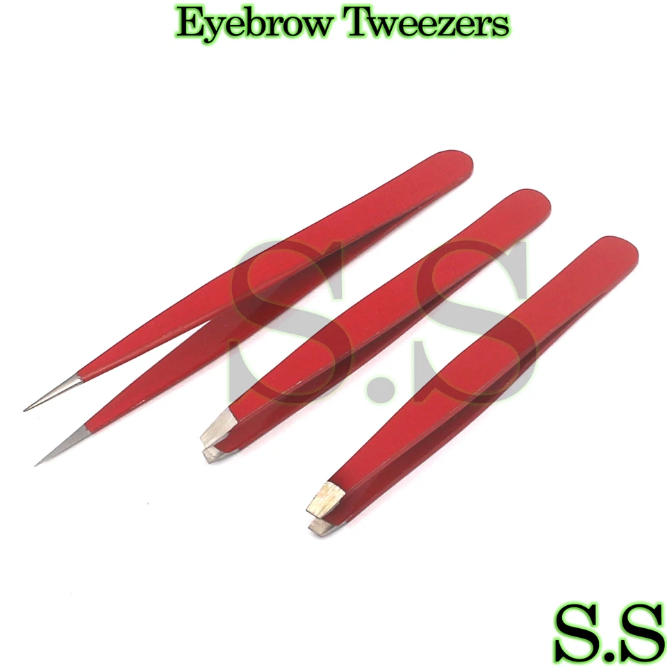 Juego de 3 pinzas para cejas inclinadas rectas puntiagudas  Foto 1 de 1