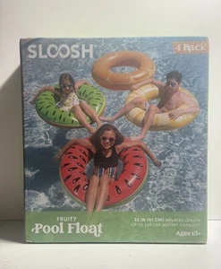 Sloosh Pool Float Fruity 4 Pack Colorful Ring Swim Ring New In Box - Picture 1 of 2
