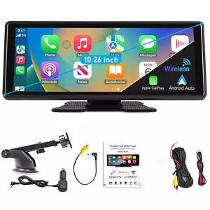 10.26" 2K Car Portable Wireless Apple CarPlay Android Auto Touch Screen Radio FM - Picture 1 of 13