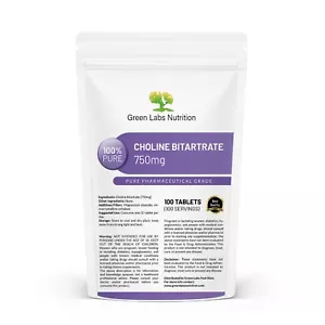 Cholinbitartrat 750mg Tabletten - Leber, Gedächtnis, Fokus & kognitive Unterstützung - Bild 1 von 14