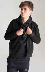 SikSilk Boys Black Metallic Logo Bomber 7-8 Years - Picture 1 of 5