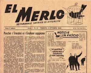 gx 14 Trieste EL MERLO Settim. satirico di attualità - 6 ottobre 1945 Anno I° - Imagen 1 de 3
