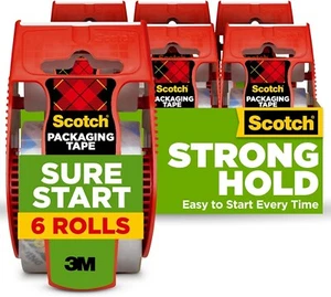 Cinta de embalaje Scotch de alta resistencia para envío y mudanza, transparente, 3M 6 rollos - Imagen 1 de 5