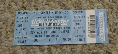 WWE WWF Summerslam 2005 ticket sub Hulk Hogan vs HBK Shawn Michaels summer slam Cover