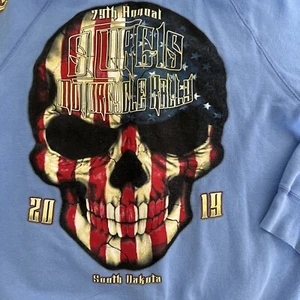 Sturgis 79th Motorcycle Rally 2022 Skull Zip-Up Hoodie Size Large Hanes A5 - Picture 1 of 8