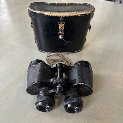 VINTAGE OPTEX COATED OPTIC BINOCULARS 7  X 35 FIELD 525 FT CARRYING CASE WIDE - Image 1 of 4