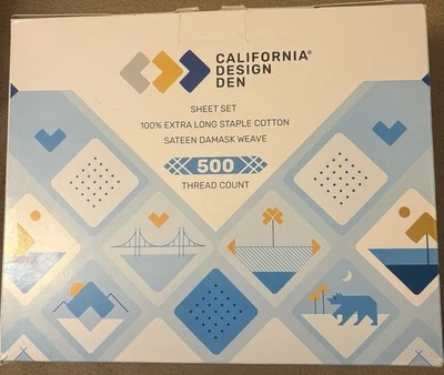 California Design Den Twin XL  Sheet Set 100% cotton 500 TC-Sateen Weave-Lt Gray - Image 1 of 4